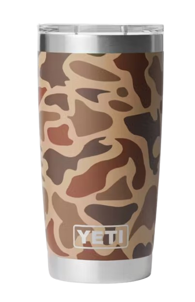 A photo of the Yeti Rambler 20oz Tumbler in colour wetlands camo.