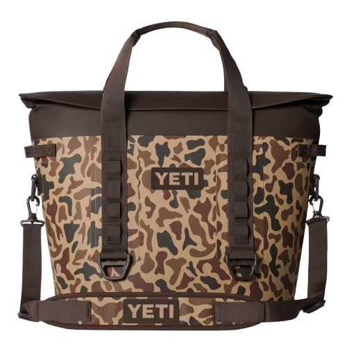 A photo of the Yeti Hopper M30 2.0 Soft Cooler in colour wetlands camo.