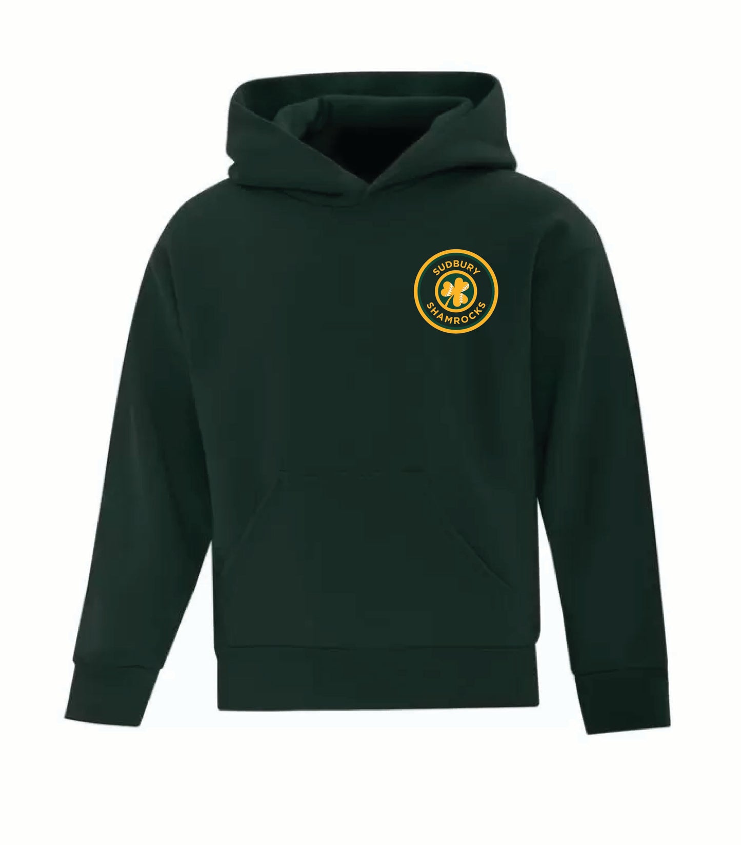A photo of the Sudbury Minor Baseball Association Team - Youth Hoodie in colour green.