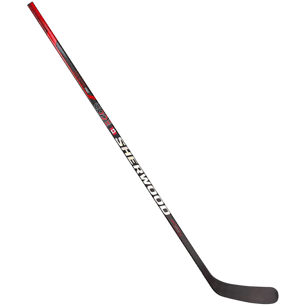 A photo of the Sherwood CODE Encrypt Canada Edition Hockey Stick in colour red and black.