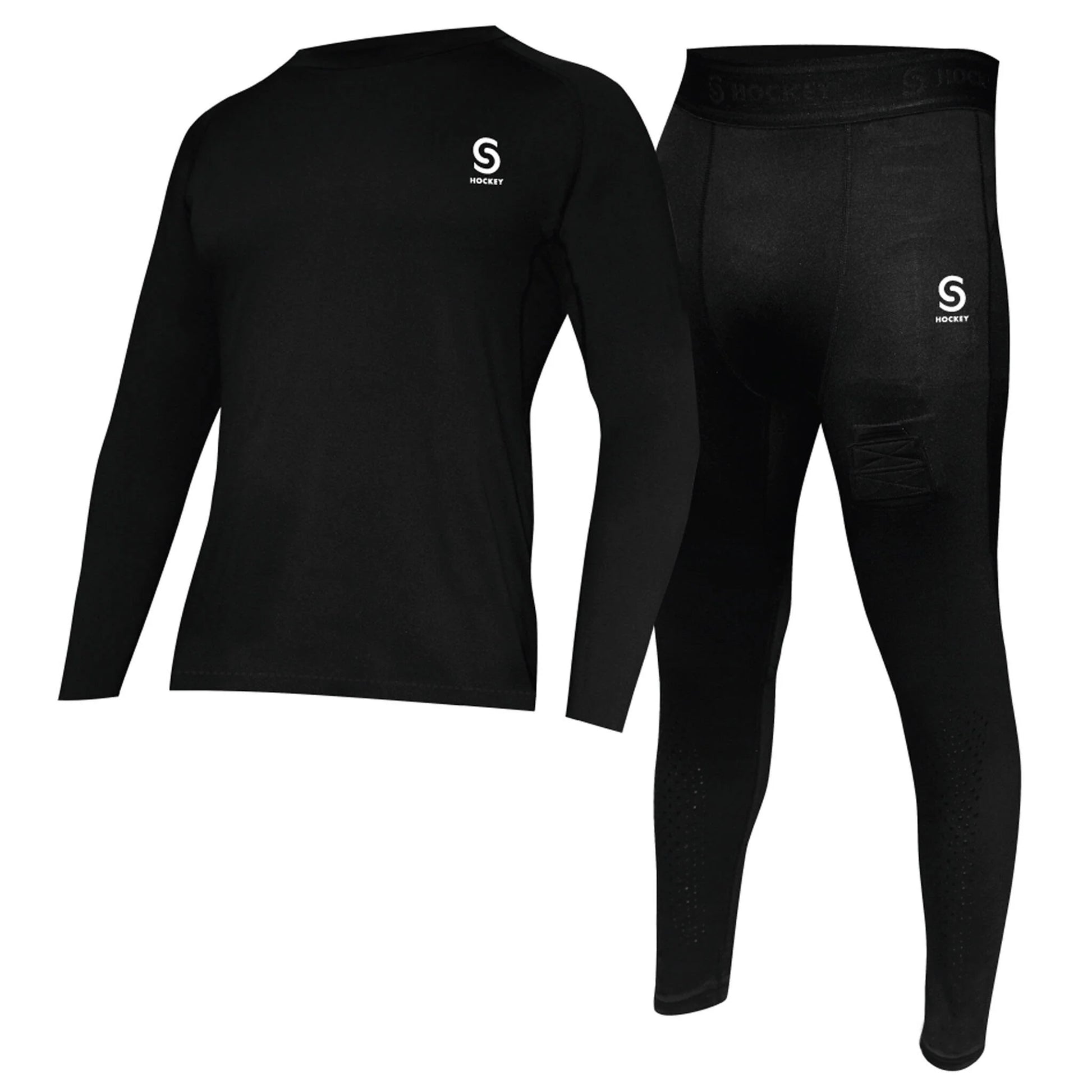 Source for Sports Fitted Baselayer Junior 2 Piece Sets Black M