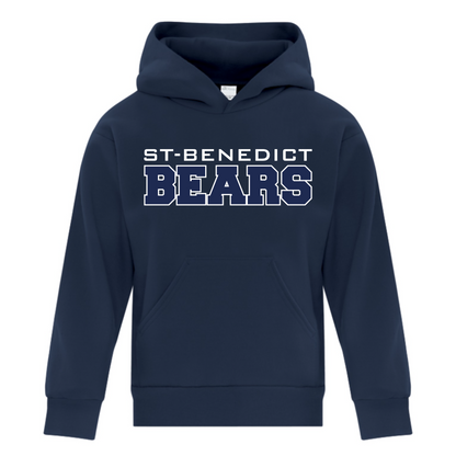A photo of the St. Benedict - Youth Gildan Hoodie in colour navy blue.