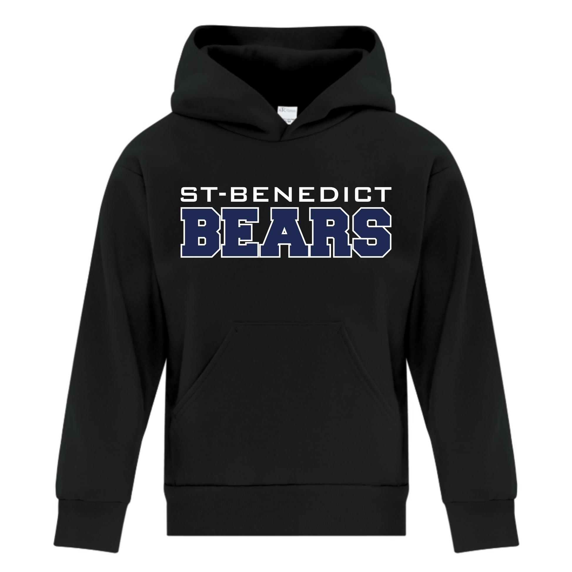A photo of the St. Benedict - Youth Gildan Hoodie in colour black.