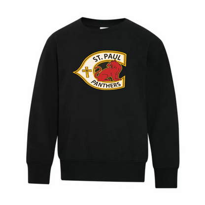 A photo of the St. Paul Catholic Elementary School Panthers - Youth Crewneck Sweatshirt in colour black.