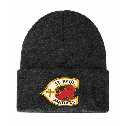 A photo of the St. Paul Catholic Elementary School Panthers - Knit Cuff Toque in colour dark grey.