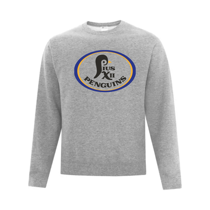 A photo of the St Paul Pius XII Penguins - Adult Crewneck Sweatshirt in colour grey.