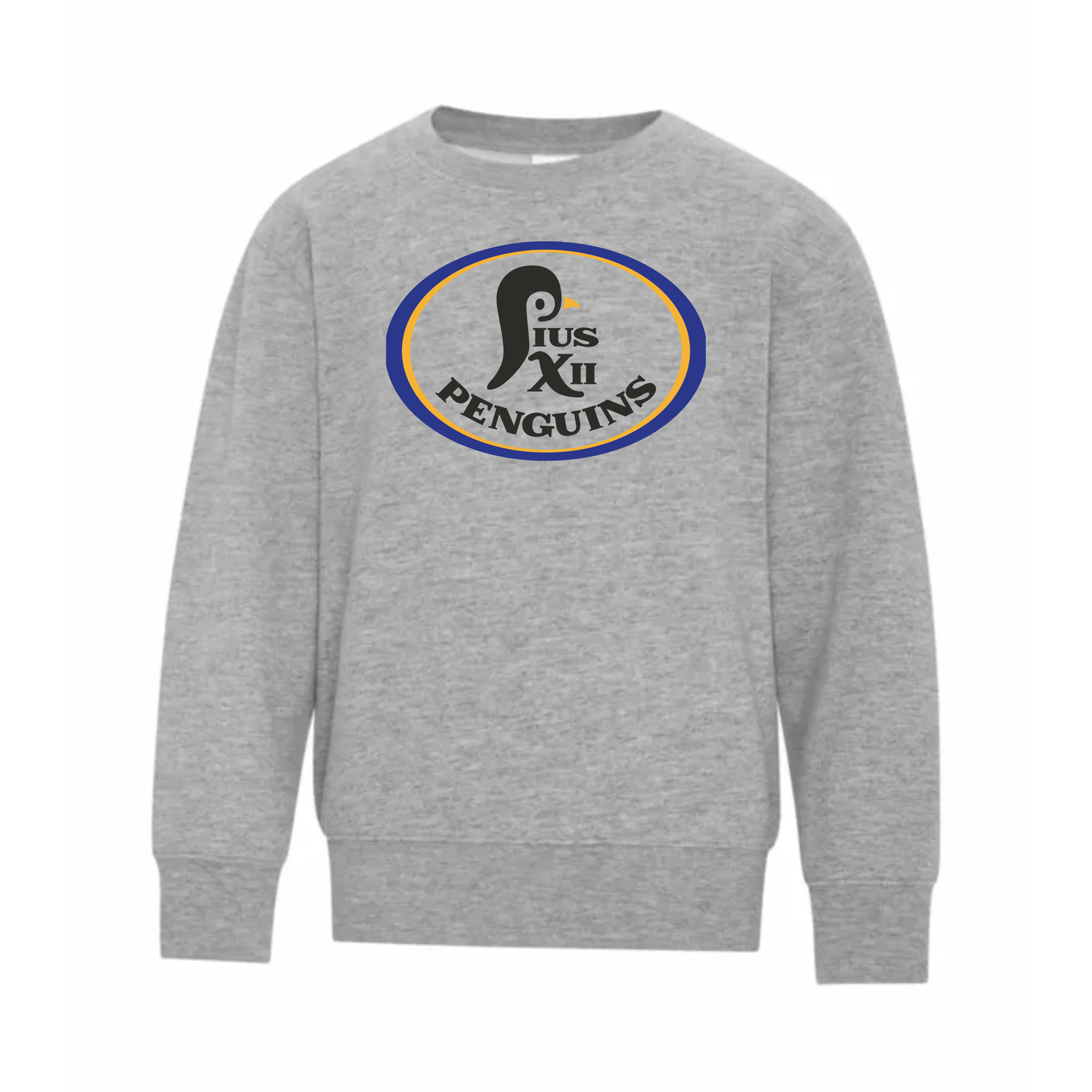 A photo of the St Paul Pius XII Penguins - Youth Crewneck Sweatshirt in colour grey.