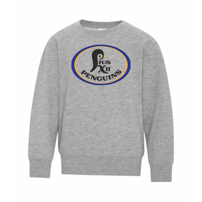 A photo of the St Paul Pius XII Penguins - Youth Crewneck Sweatshirt in colour grey.