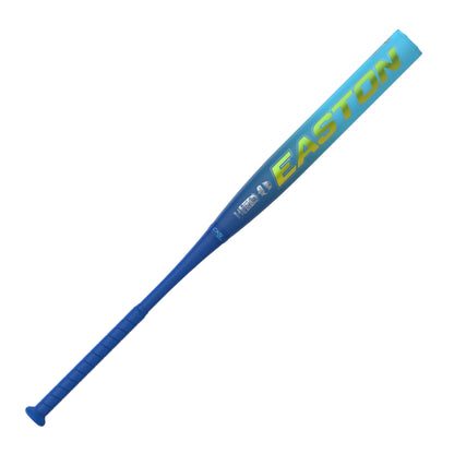 A photo of the The Easton Alpha 232 Loaded 12.5" 2-Piece Slo-pitch Bat in colour blue, teal and gold.