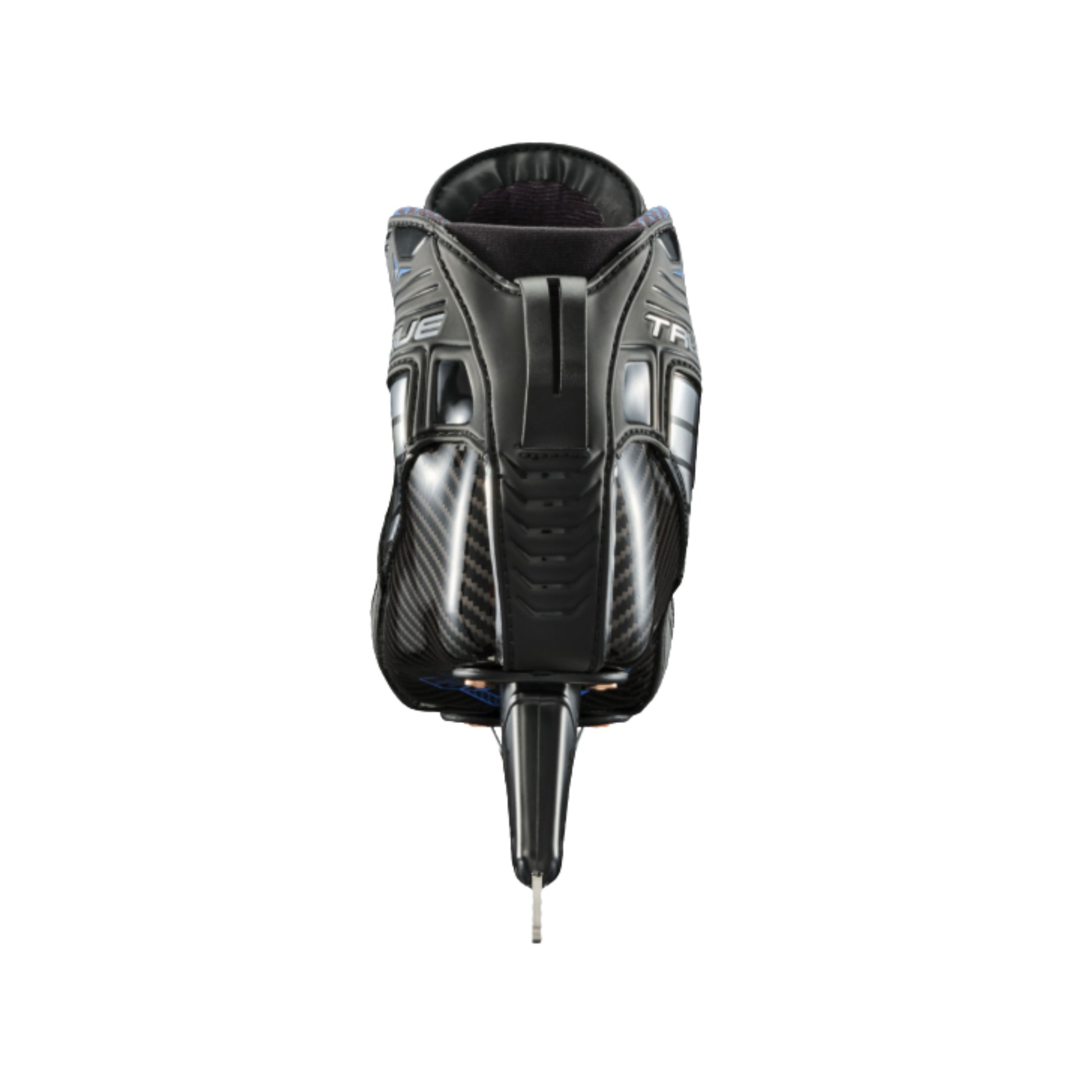 A photo of the True Hockey Catalyst 5X6 Goalie Skate in colour black and blue. 