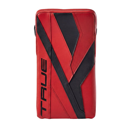 A photo of the True Hockey Catalyst 5X6 Senior Goalie Blocker in colour black and red.