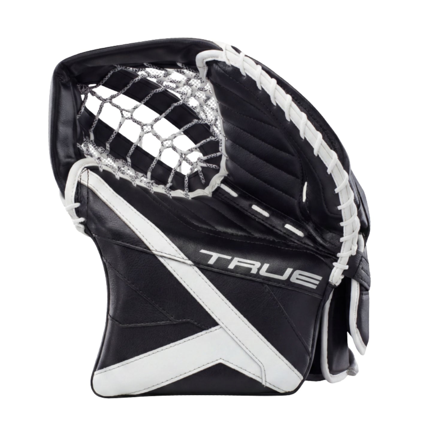 A photo of the True Hockey Catalyst 5X6 Senior Goalie Catcher in colour black and white.