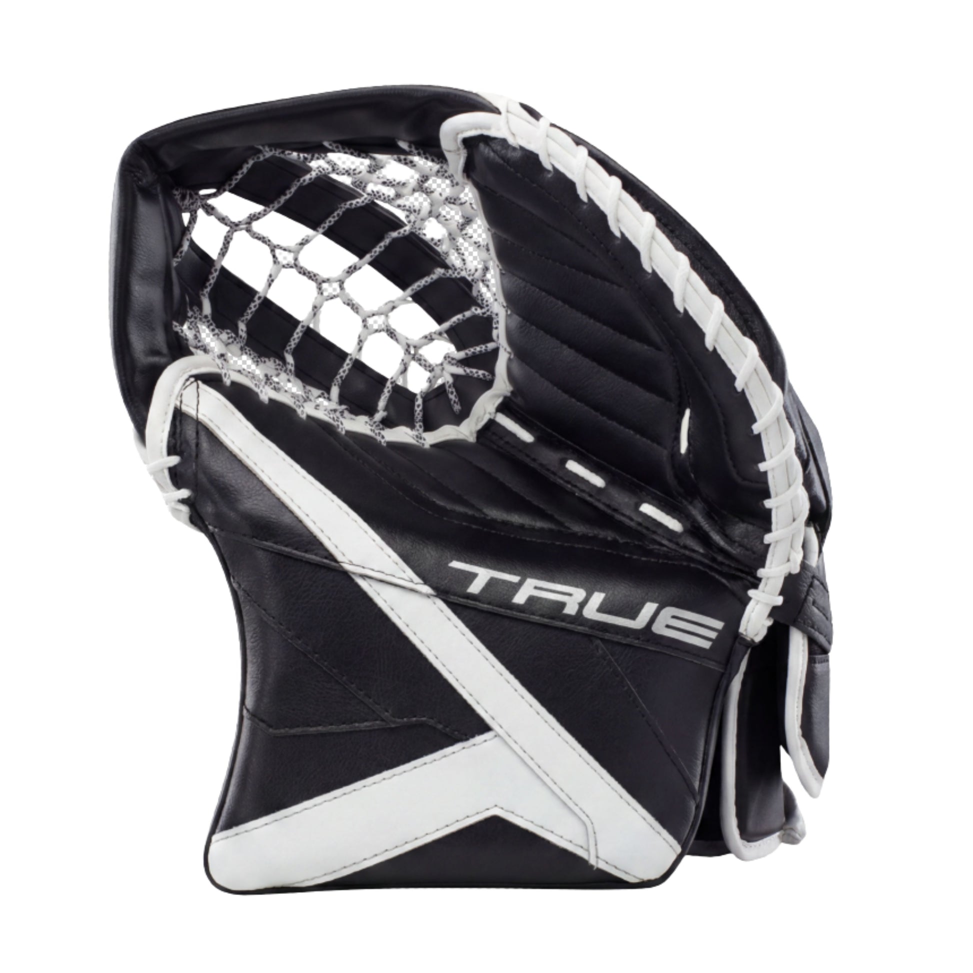 A photo of the True Hockey Catalyst 5X6 Senior Goalie Catcher in colour black and white.