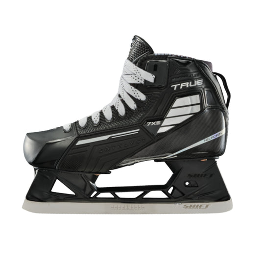 A photo of the True Hockey Catalyst 7X6 Goalie Skate in colour black and white.