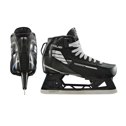 A photo of the True Hockey Catalyst 7X6 Goalie Skate in colour black and white.