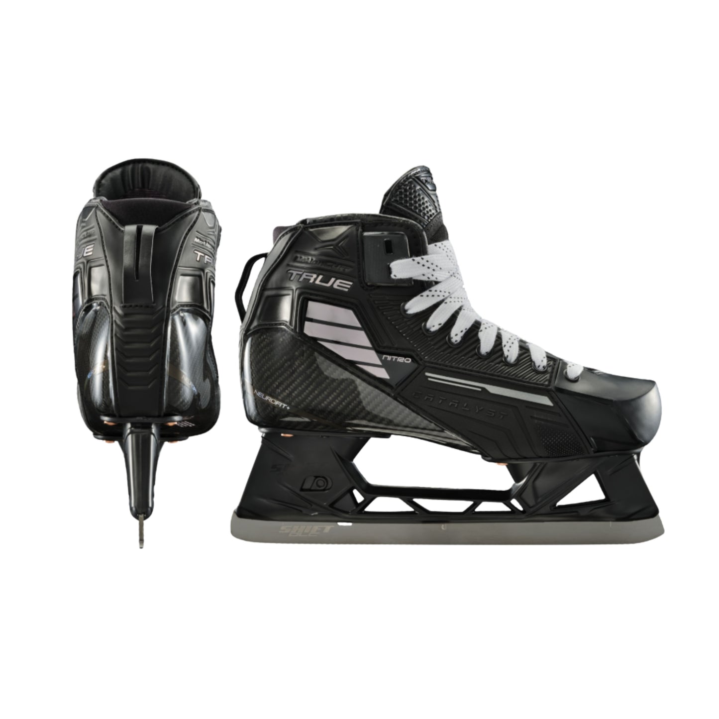 A photo of the True Hockey Catalyst Nitro Goalie Skate in colour black and grey.