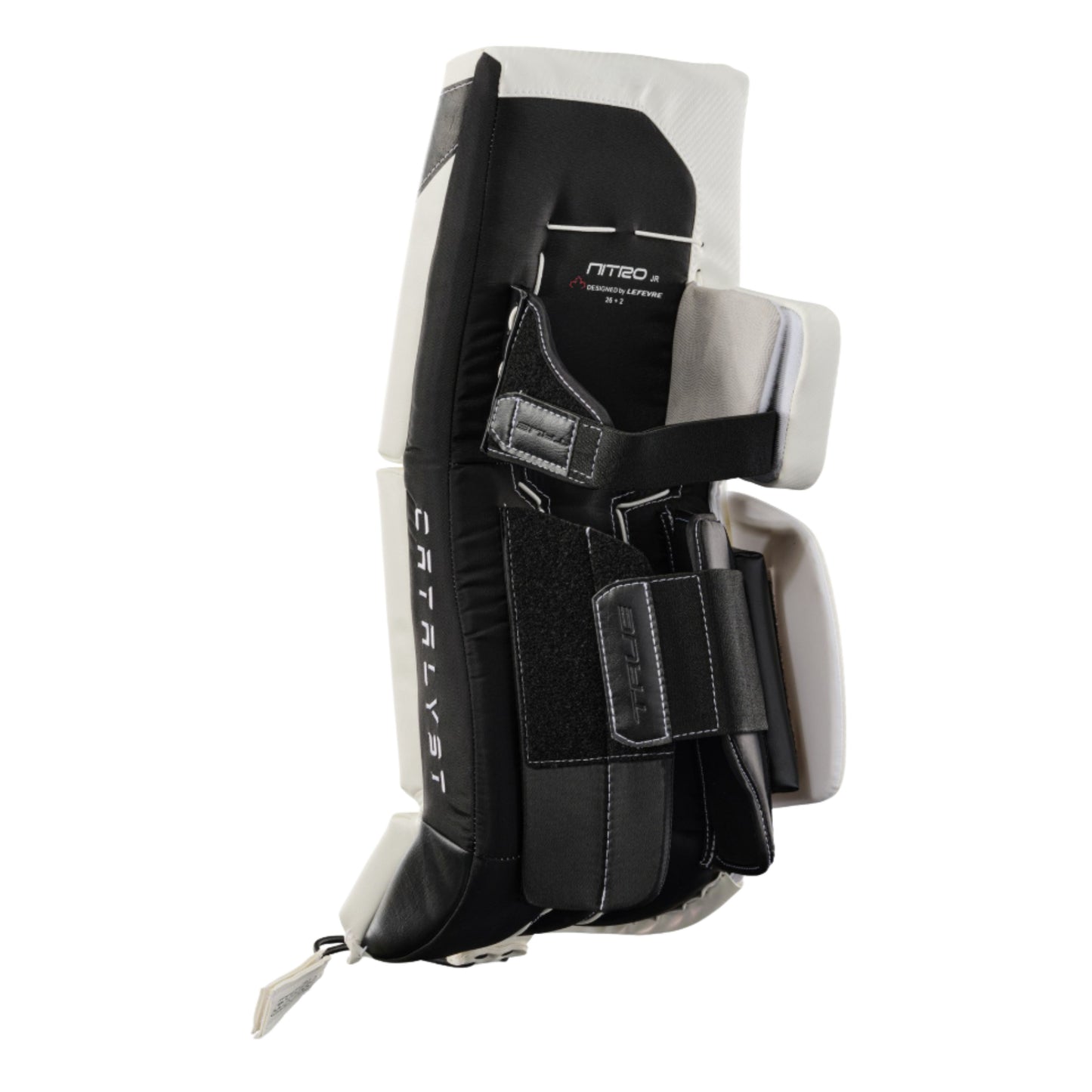 A photo of the True Hockey Catalyst Nitro Junior Goalie Pad in colour white and black.