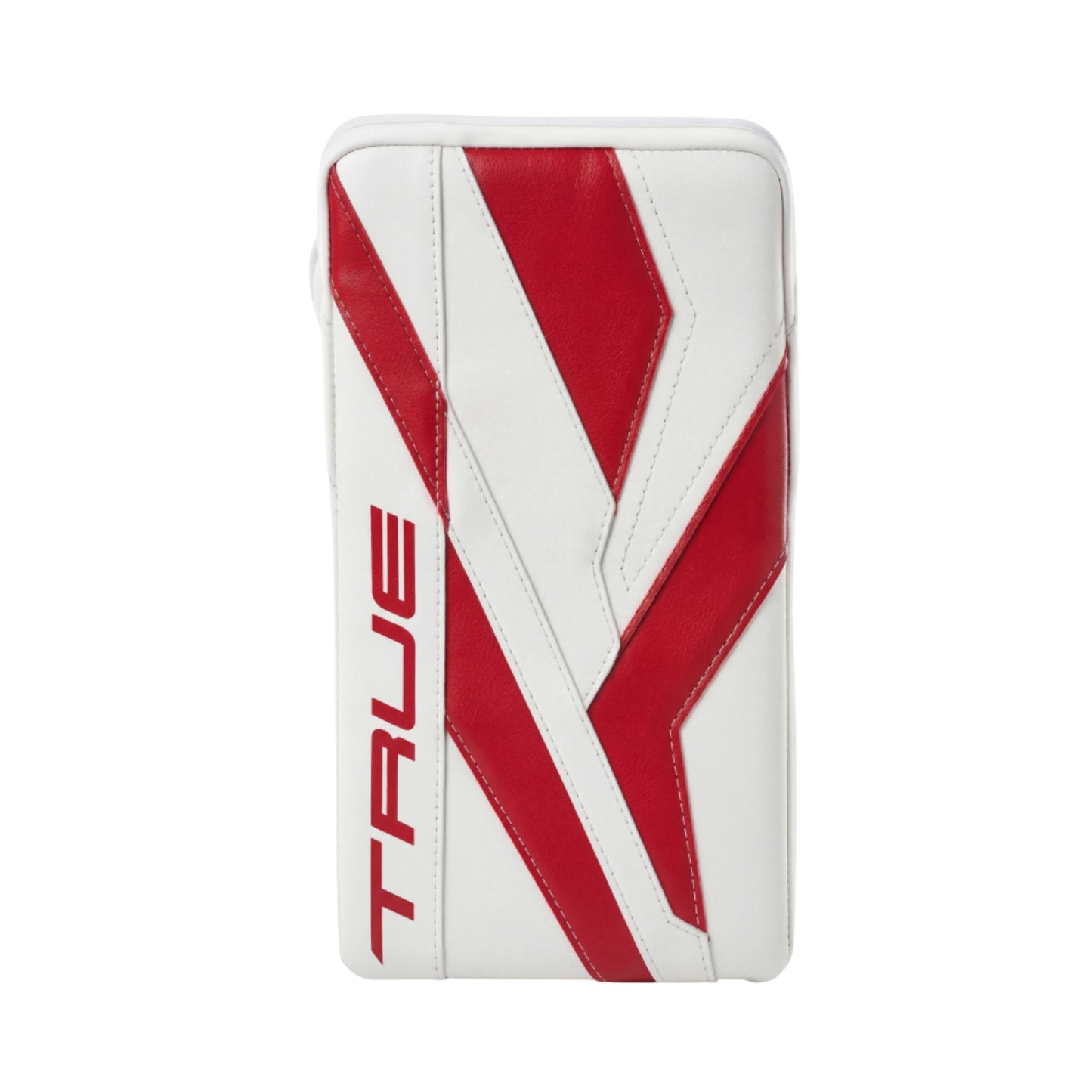 A photo of the True Hockey HZRDUS 5X6 Senior Goalie Blocker in colour white and red.