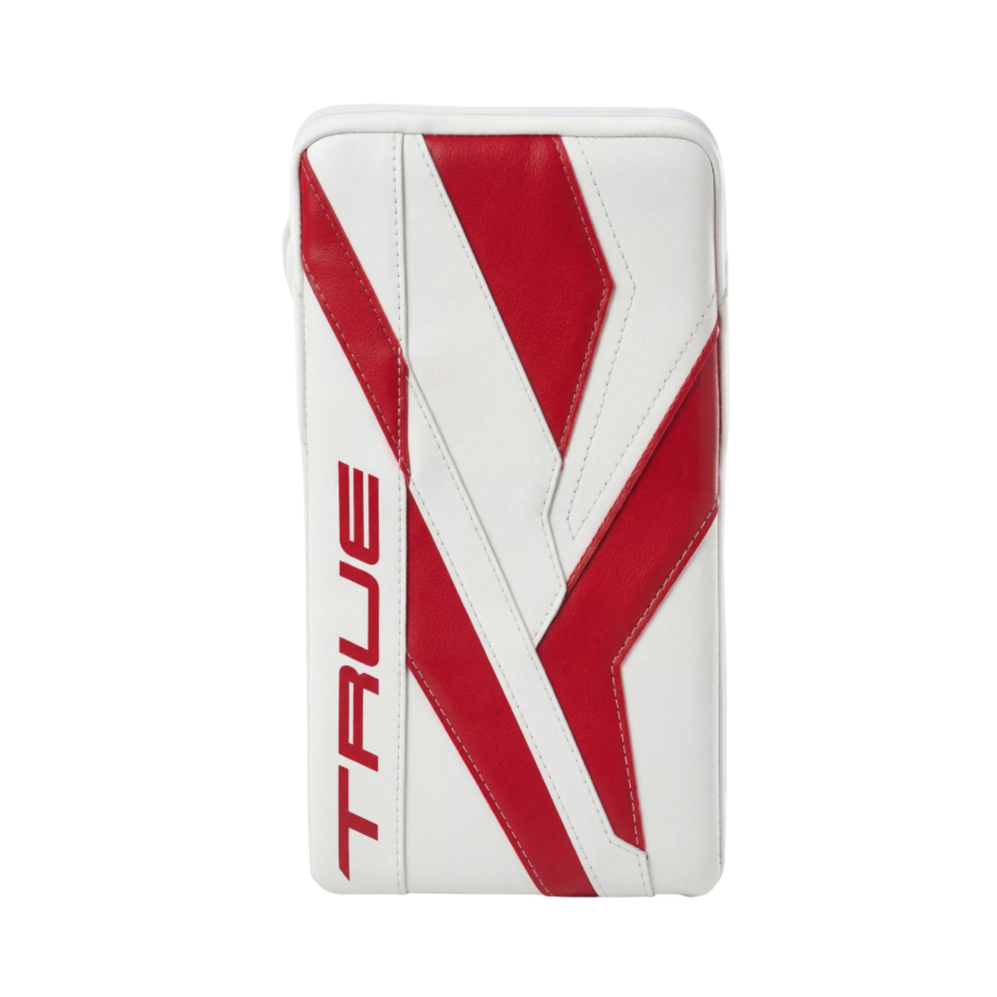 A photo of the True Hockey HZRDUS 5X6 Senior Goalie Blocker in colour white and red.