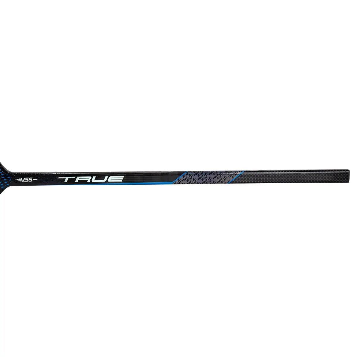 A photo of the True Project X Senior Goalie Stick in colour black. Handle view.