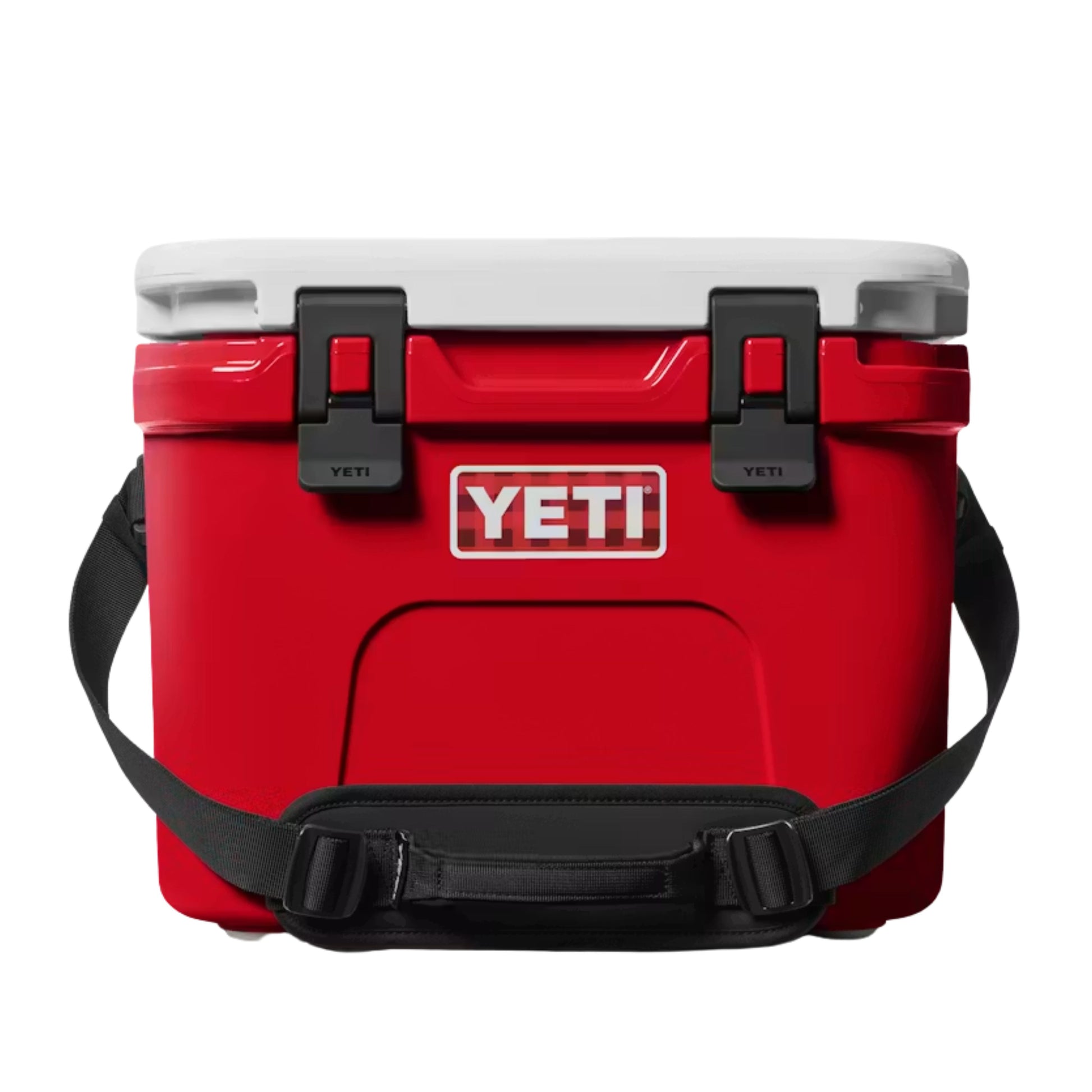 A photo of the Yeti Roadie 15 Hard Cooler in colour red and white.