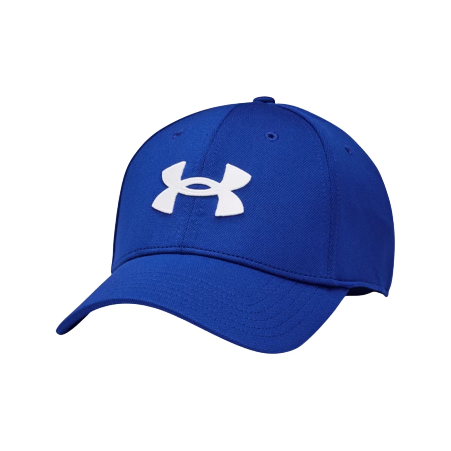 A photo of the Under Armour Blitzing Low Men's Stretch Fit Cap in colour blue and white.