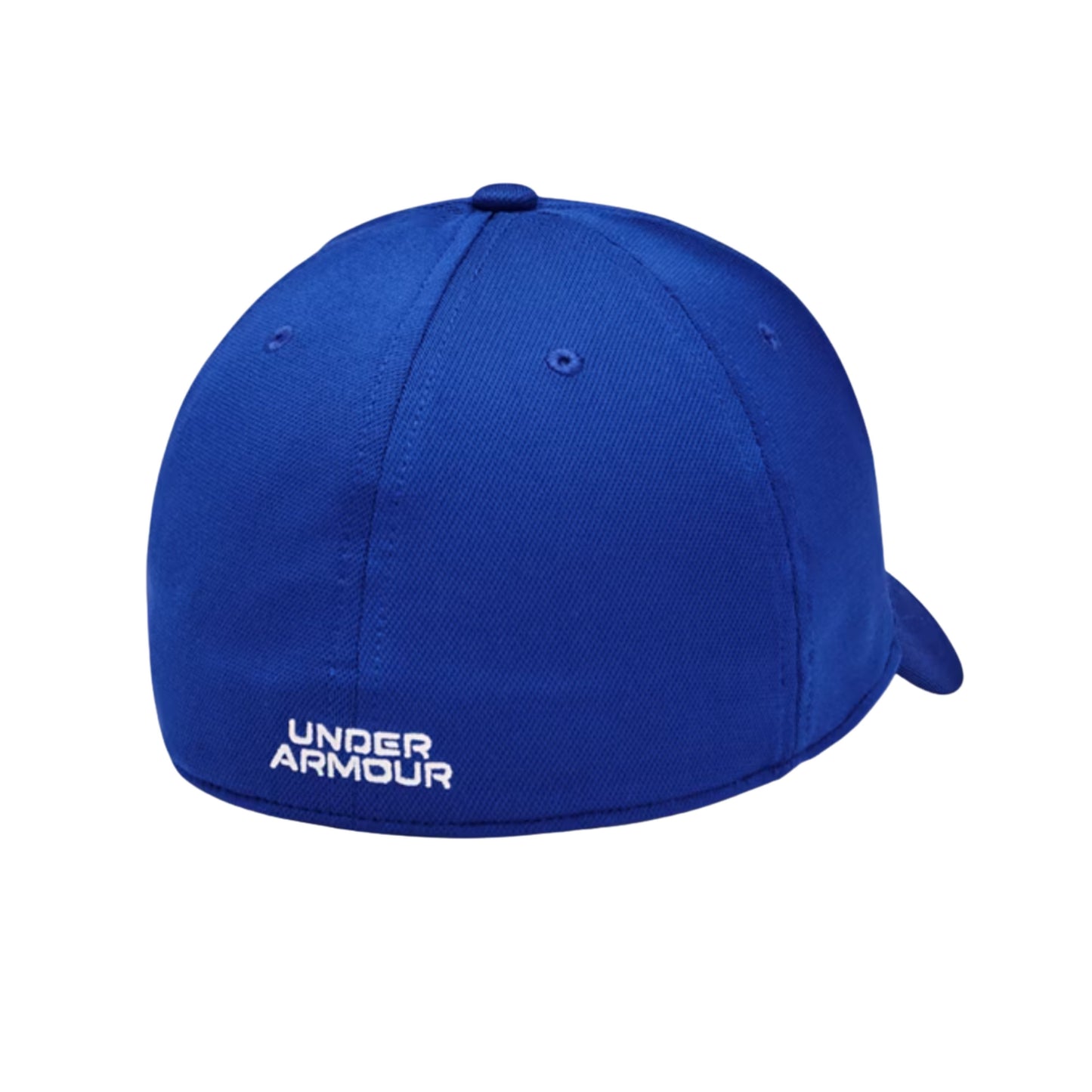 A photo of the Under Armour Blitzing Low Men's Stretch Fit Cap in colour blue and white.