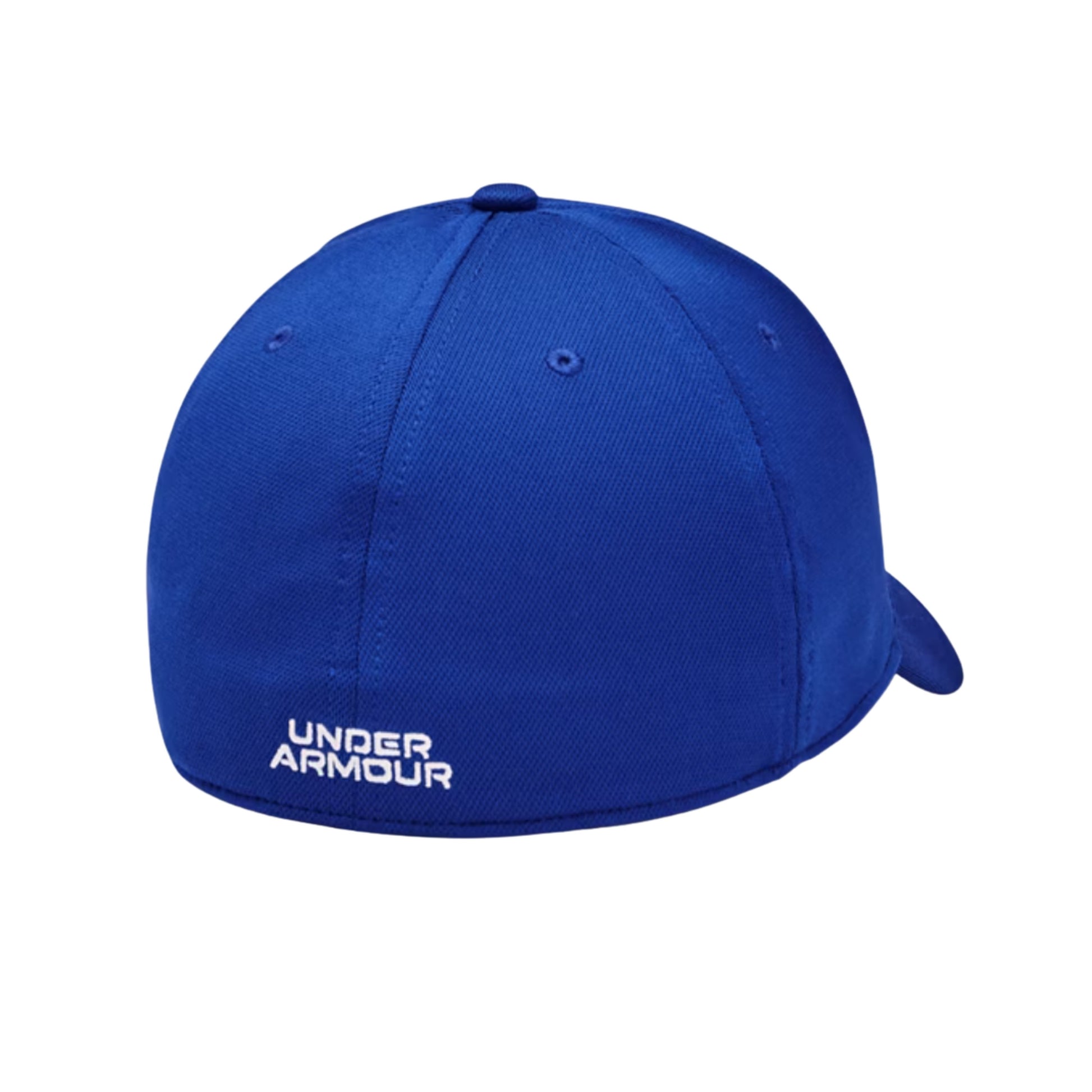 A photo of the Under Armour Blitzing Low Men's Stretch Fit Cap in colour blue and white.