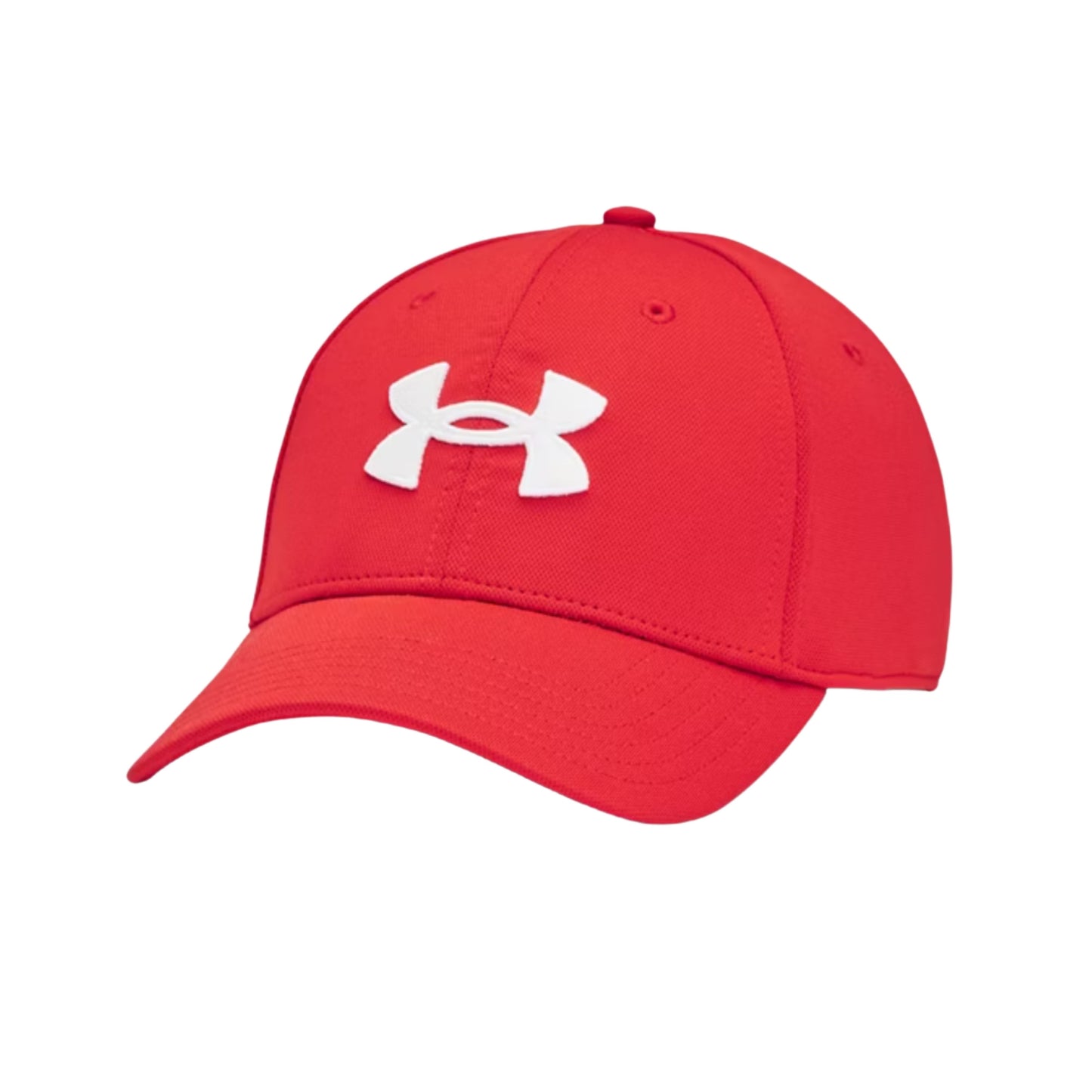 A photo of the Under Armour Blitzing Low Men's Stretch Fit Cap in colour red and white.