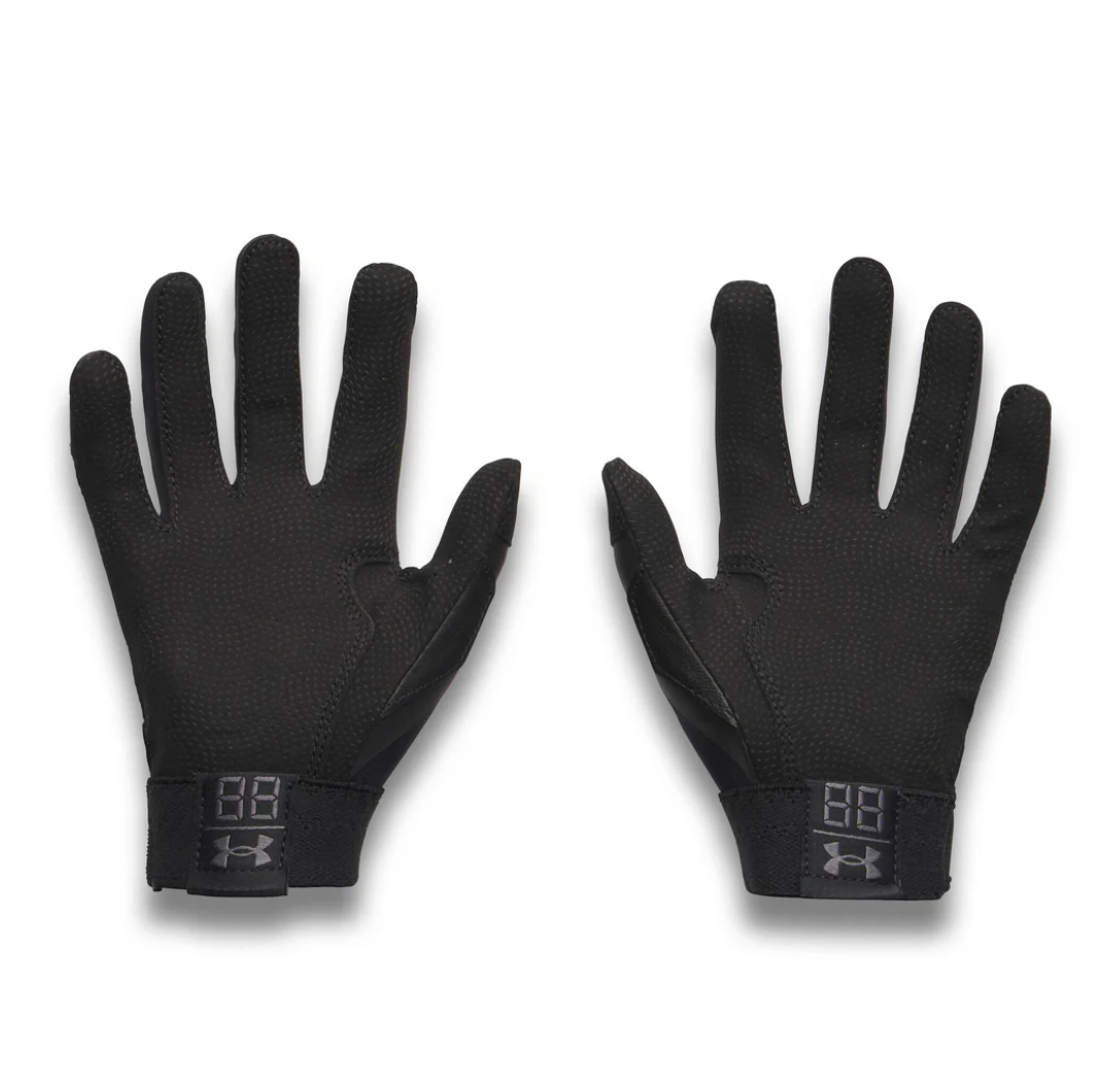A photo of the Under Armour Clean Up T-Ball Boy's Batting Gloves in colour Black
