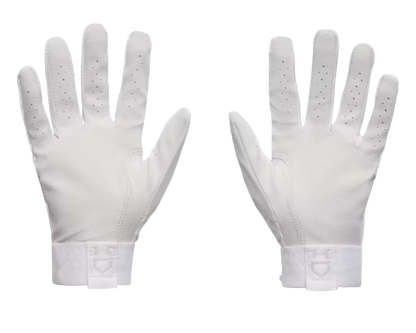 A photo of the Under Armour Glyde Kids' Batting Gloves in colour white and grey