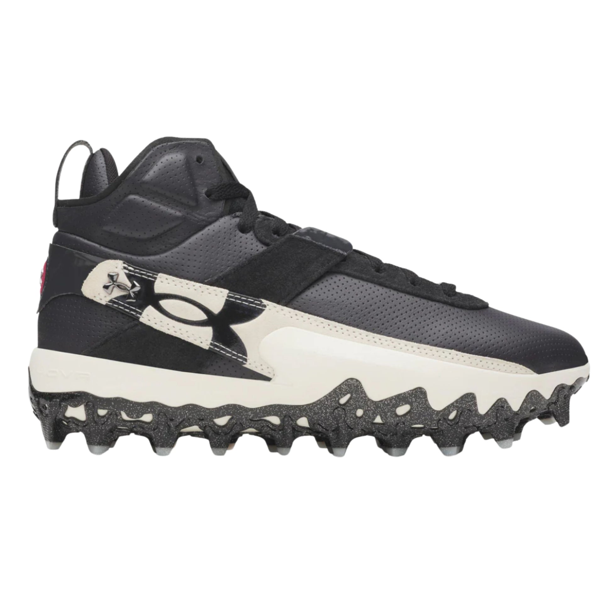 A photo of the Under Armour Harper 10 Pro TPU Mid Men's Baseball Cleats in colour black and white.