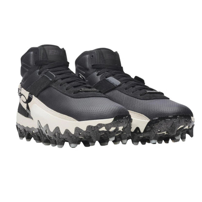A photo of the Under Armour Harper 10 Pro TPU Mid Men's Baseball Cleats in colour black and white.