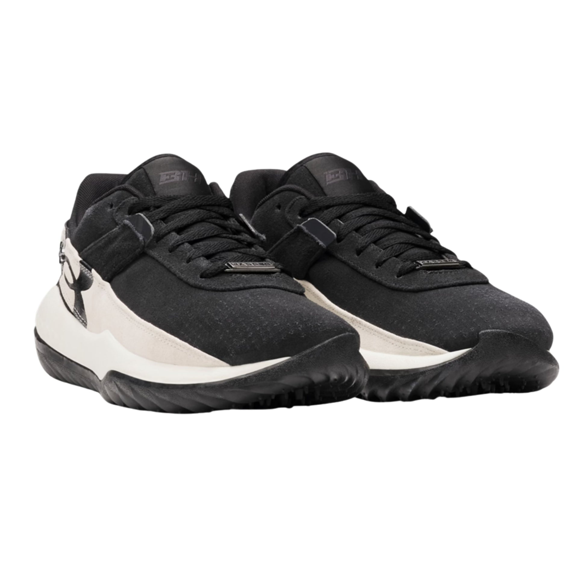 A photo of the Under Armour Harper 10 Pro Turf Men's Baseball Shoes in colour black and white.