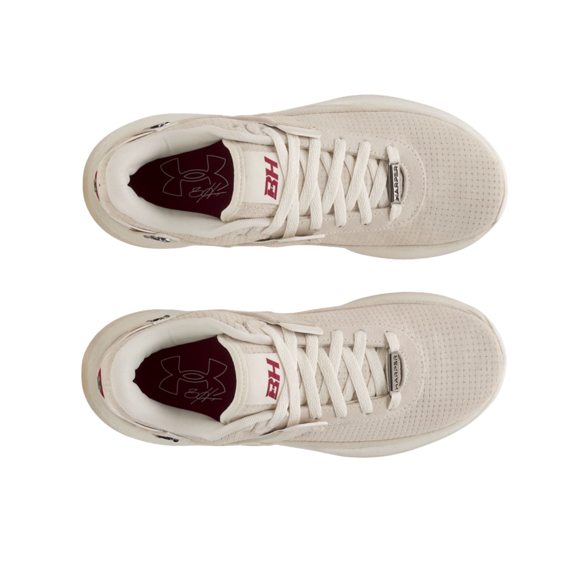 A photo of the Under Armour Harper 10 Pro Turf Men's Baseball Shoes in colour tan and white.