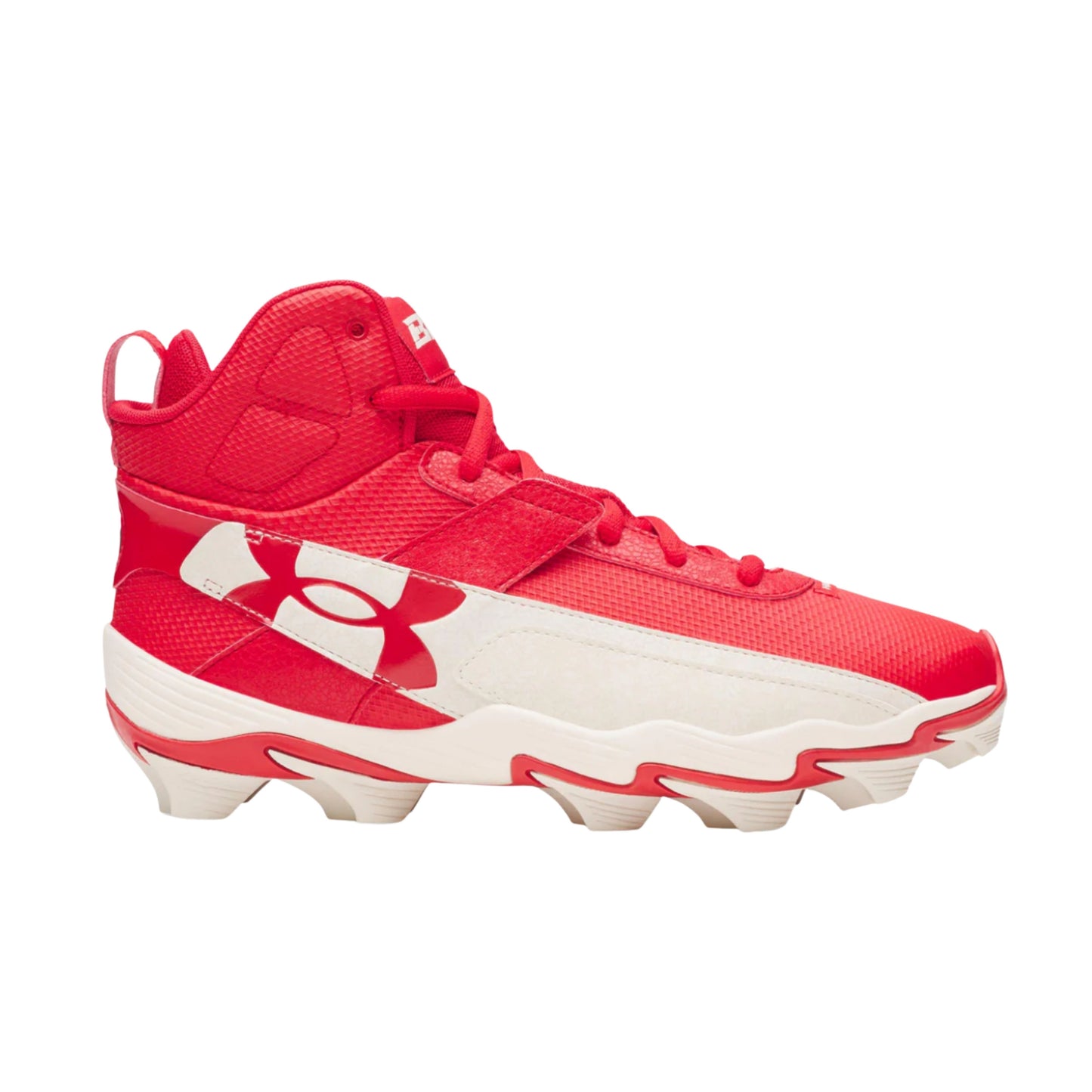 A photo of the Under Armour Harper 10 RM Men's Baseball Cleats in colour red and white.