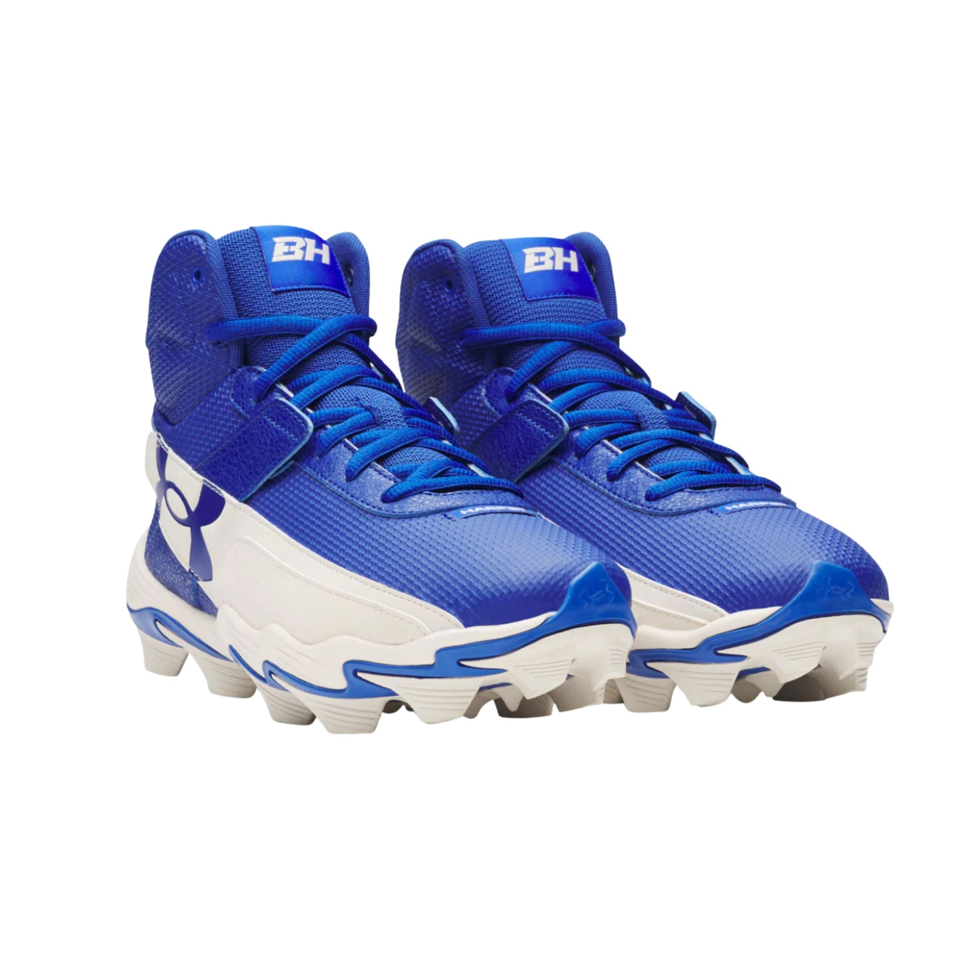A photo of the Under Armour Harper 10 RM Men's Baseball Cleats in colour royal and white.