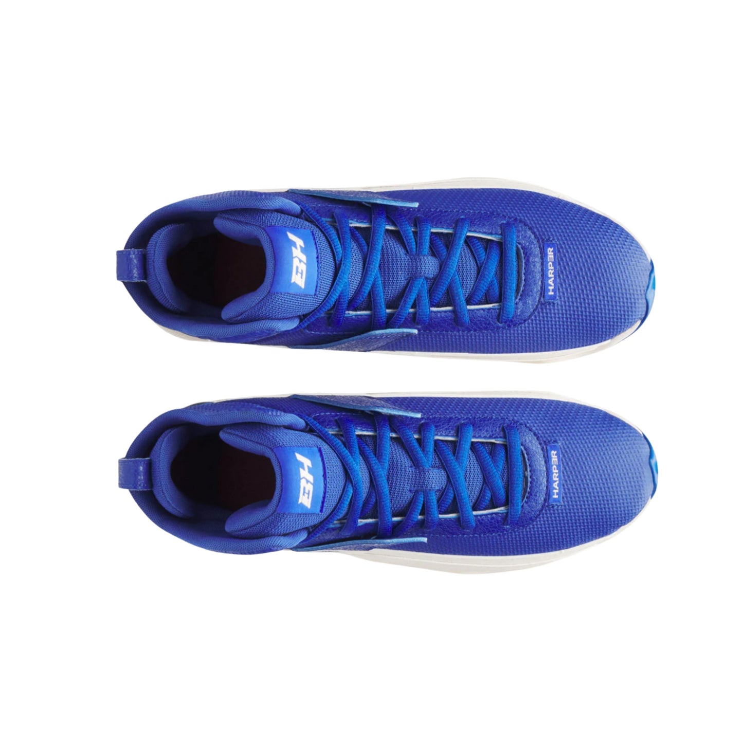 A photo of the Under Armour Harper 10 RM Men's Baseball Cleats in colour royal and white.