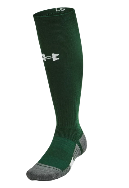 A photo of the Under Armour Team Unisex Over-The-Calf Socks in colour forest green.