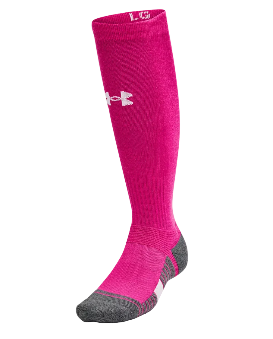 A photo of the Under Armour Team Unisex Over-The-Calf Socks in colour pink