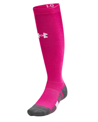 A photo of the Under Armour Team Unisex Over-The-Calf Socks in colour pink