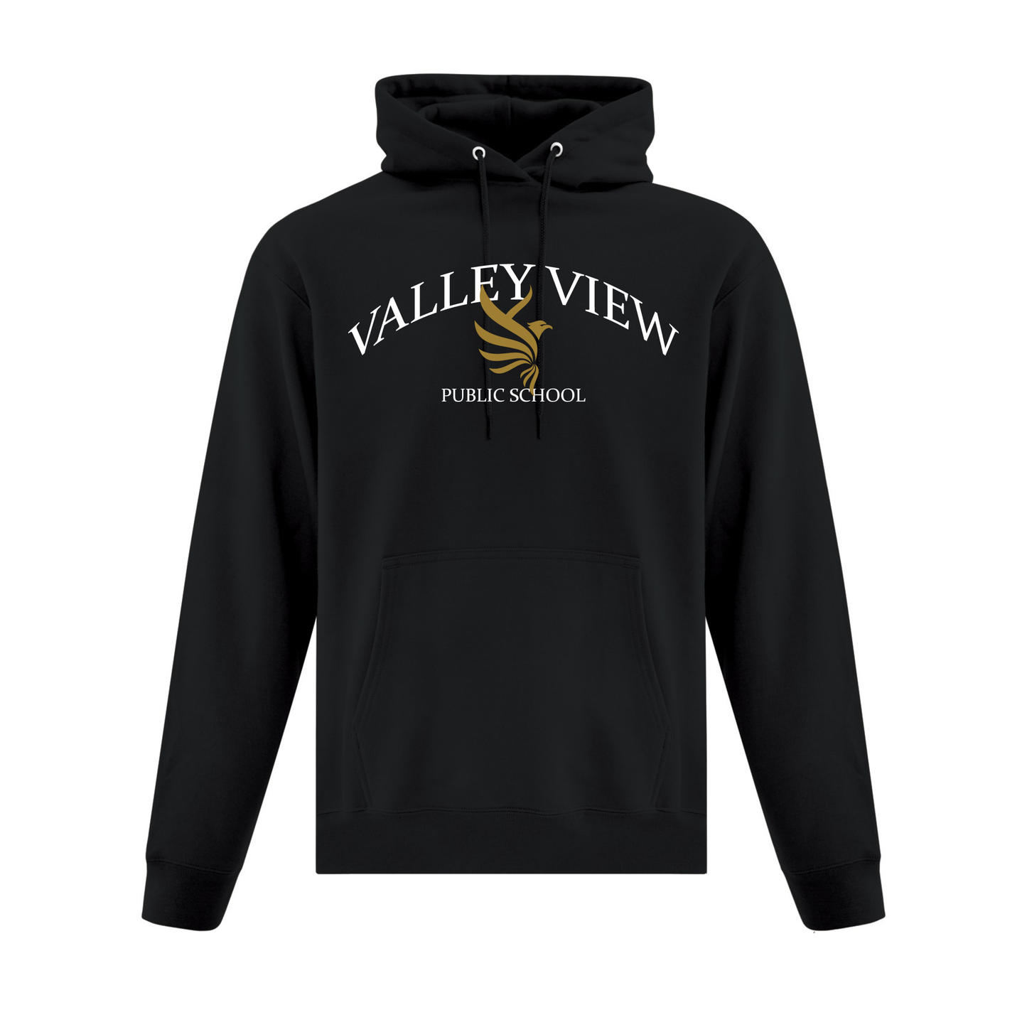 A photo of the Valley View Public School Hoodie in colour black.