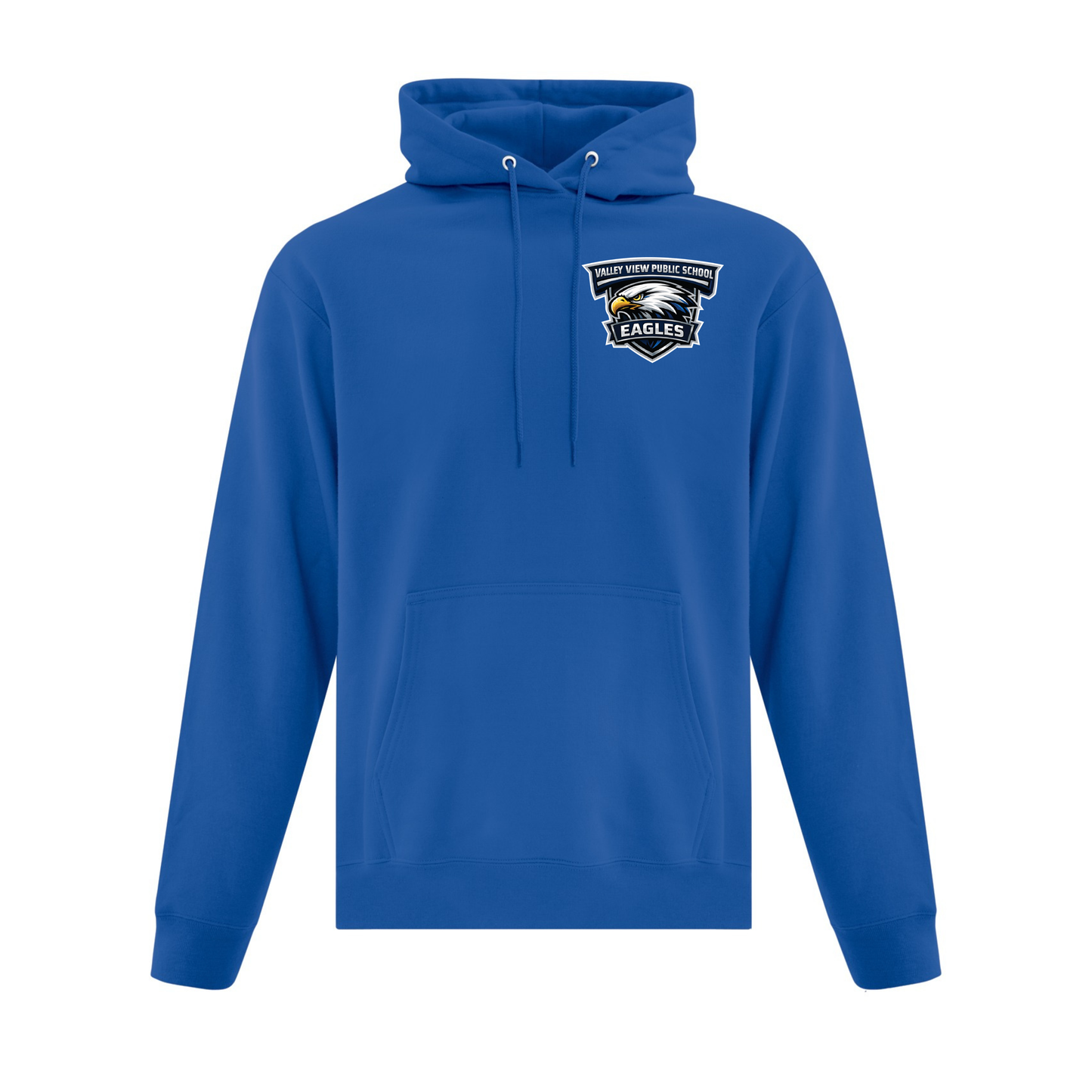 A photo of the Valley View Public School Hoodie in colour blue.