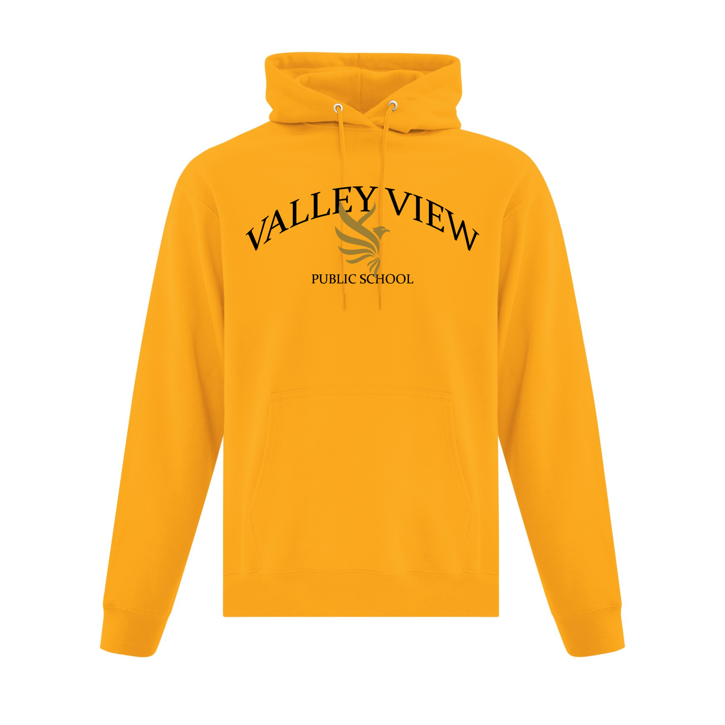 A photo of the Valley View Public School Hoodie in colour gold.