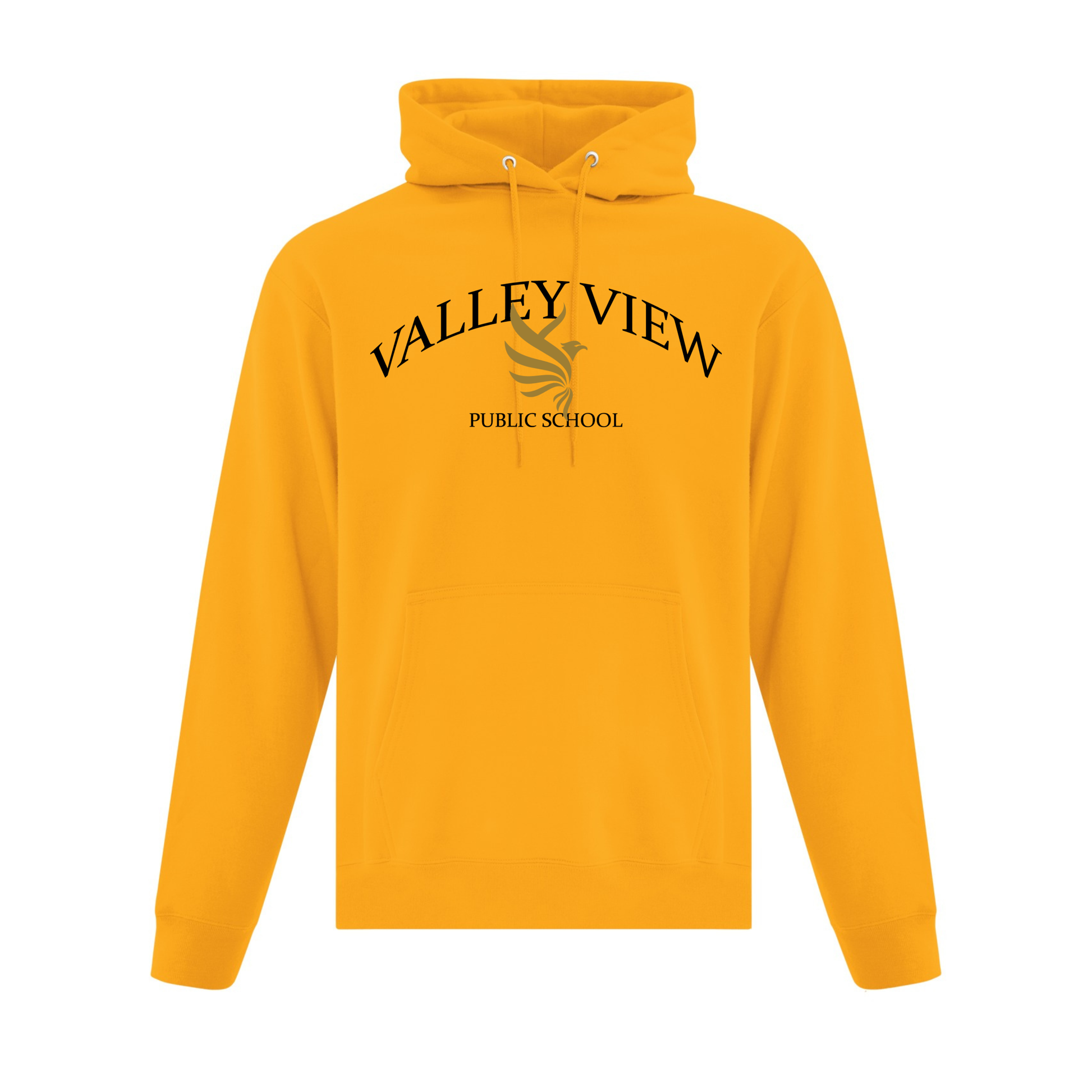 A photo of the Valley View Public School Hoodie in colour gold.