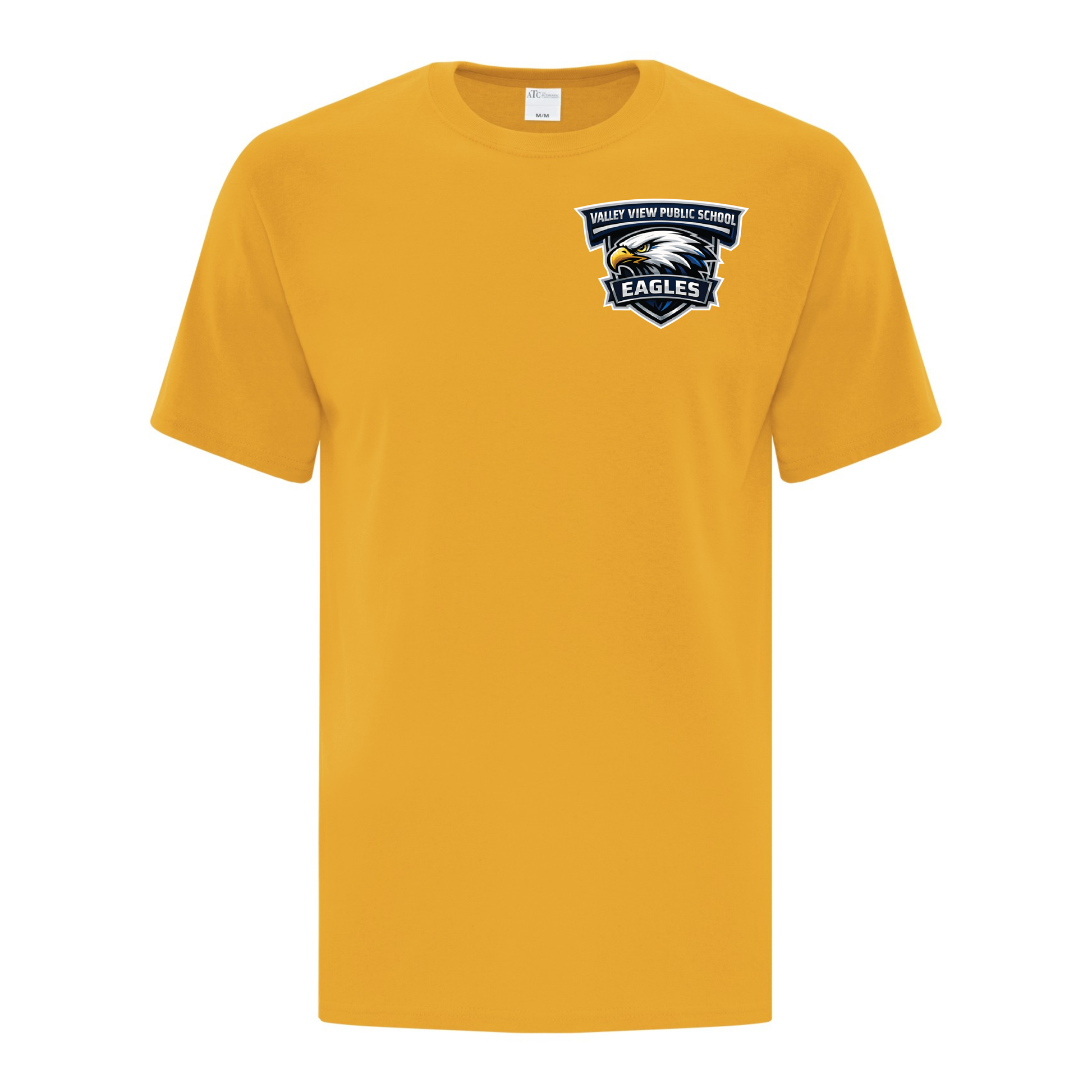 A photo of the Valley View Public School - Adult T-shirt in colour gold.