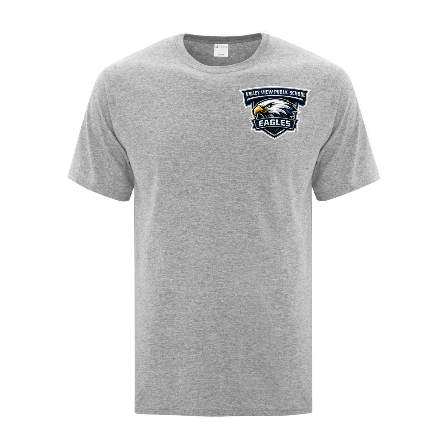 A photo of the Valley View Public School - Adult T-shirt in colour grey.
