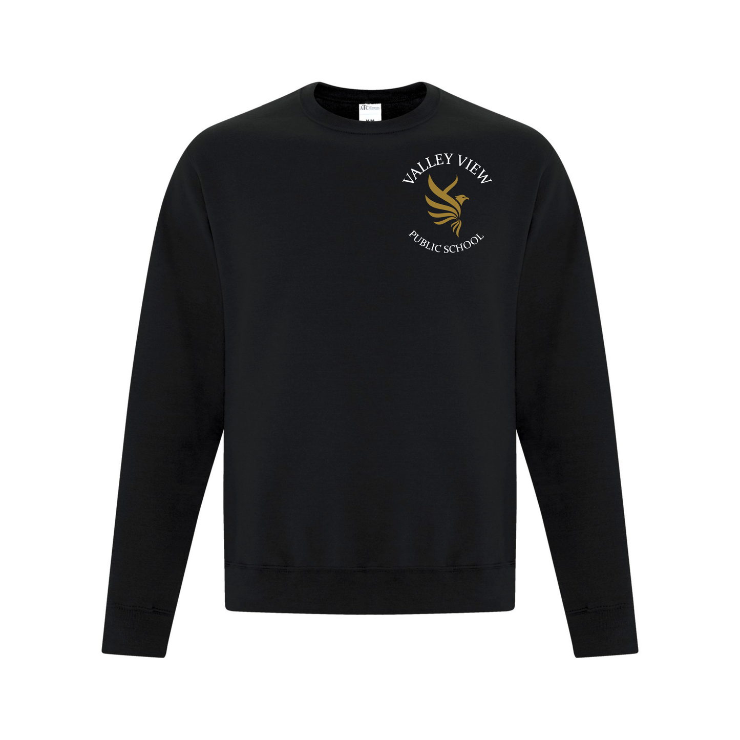 A photo of the Valley View Public School Crewneck Sweatshirt in colour black.