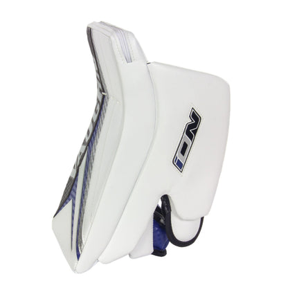 A photo of the Vaughn Ion Pro Select Senior Goalie Blocker in colour white, black and blue.