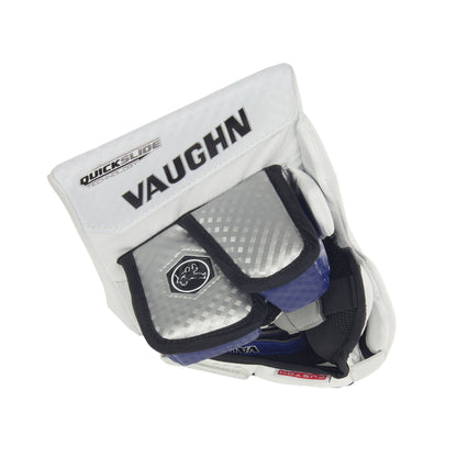 A photo of the Vaughn Ion Pro Select Senior Goalie Blocker in colour white, black and blue.